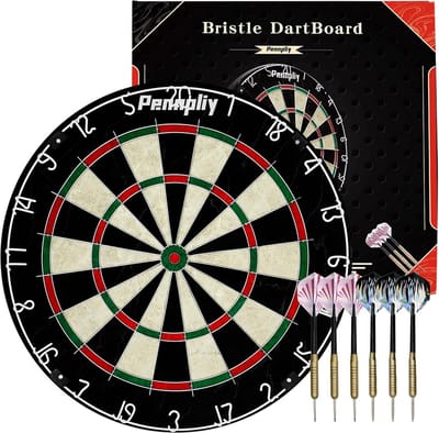Professioneel Sisal Dartbord Set 45,7 cm met Stalen Punt Darts en Wandbescherming