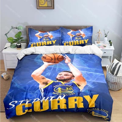 Mode Star de Basket S-Stephen C-Curry Imprimé Ensembles de Literie Ensemble Fournitures de Lit Housse de Couette Ensemble Couette de Lit Ensemble de Literie Cadeau EU Double 200x200cm