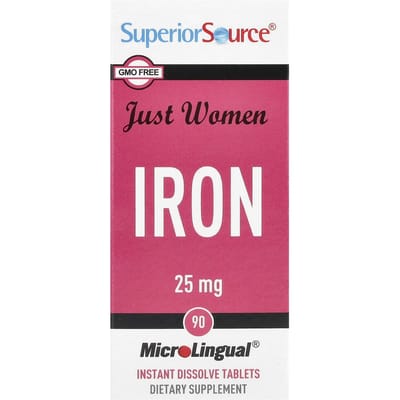 Alleen Vrouwen, IJzer, 25 mg, Microlingual® Direct Oplosbare Tabletten, 90 Tabletten