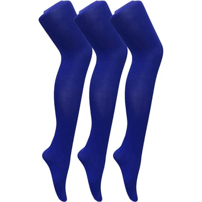 3 paar dames gekleurde ondoorzichtige 80 denier panty's - Colbalt Blue