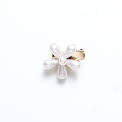 Barrette à Cheveux Fausse Perle Antidérapante Mode Fleur Coiffure Barrettes pour Femmes Filles 2 white