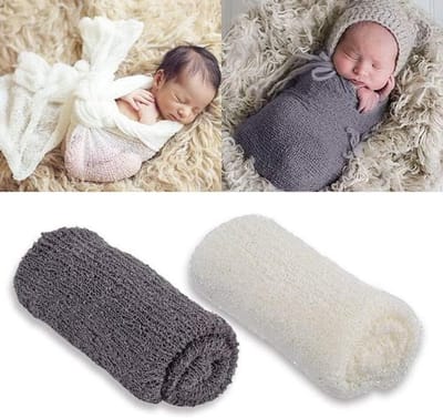 Baby fotografie wraps - Pasgeboren rekwisieten - Mooie herinneringen maken - Zacht en rekbaar - 2 stuks 40x150cm - Blauw