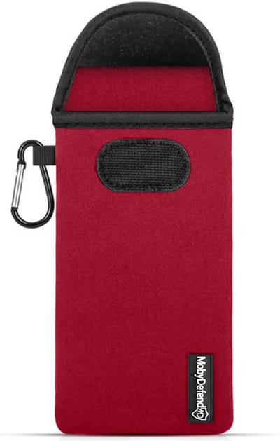 MobyDefend Hoesje - Geschikt voor Universeel Telefoon Maat XL (17 X 8.5 CM) - Neopreen Pouch Met Karabijnhaak - Insteek - Riemlus - Rood