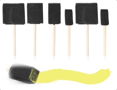 Set van 6 Stukjes Sponskwasten met Houten Handvat, Ideaal voor Schilderen, Stempelen en Schaduwen
