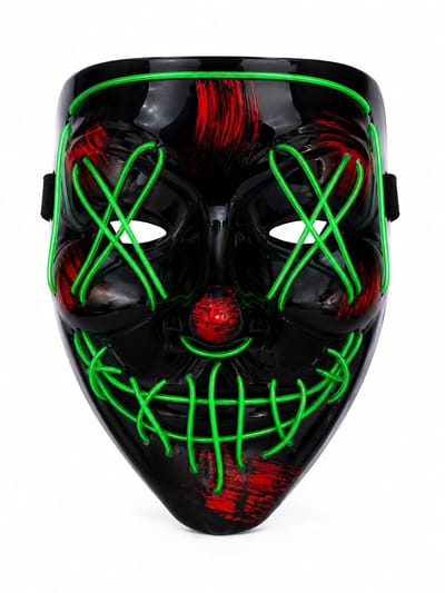 LED masker groen, met 3 lichtstanden - Purge masker - Halloween - Horror masker
