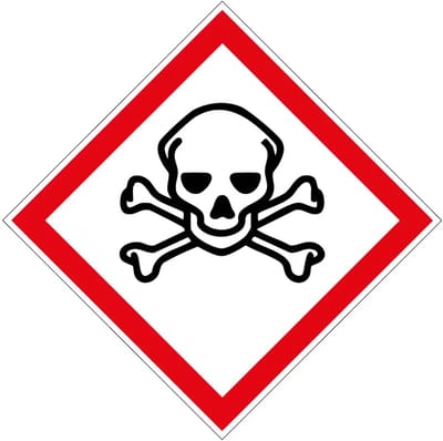 GHS06 giftige stoffen bord | gecoat dibond materiaal | 10 x 10 cm