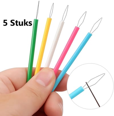 Set van 5 Draadinstekers I Naaldinrijgers I Draaddoorsteker I Draaddoorhaler I Naadgeleider I Naaihulpmiddel I Kleur Willekeurig