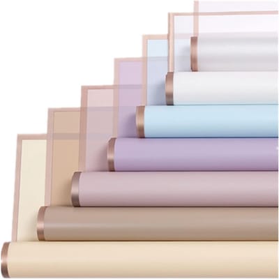 Verscheidenheid aan 21 Stuks Waterdicht Bloemen Inpakpapier in 7 Kleuren voor Boeketten en Cadeaus, DIY Creatieve Projecten, Bloemist Benodigdheden met Gouden Rand