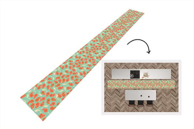 Keukenloper - Keukenmat - Retro - Bloemen - Design - Oranje - 400x50 cm - Keuken vloerkleed