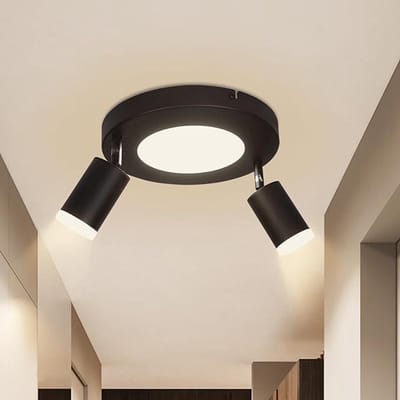 NETTLIFE Opbouwspot LED - 2-lichts - GU10 Fitting - zwart - rond - 330° draaibar Plafondspot - 3000K Warm Wit Licht - 20W - Moderne Keukenlamp - Metaal - voor Slaapkamer | Hal | Woonkamer - L 25cm
