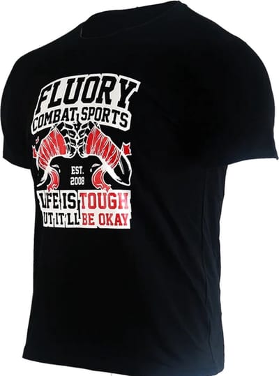 Fluory "Life is Tough" Muay Thai T-Shirt Zwart - L