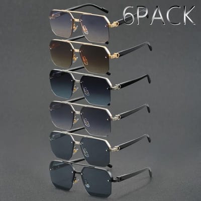 6-Pack Unisex Metalen Semi-Rand Stijlvolle Optische Brillen Geschikt voor Bruiloften Koppelsfeesten en Kerstcadeaus black