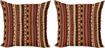 ABAKUHAUS Tribal kussensloopset (2 stuks), Samenvatting Details Strepen, Dubbelzijdige digitale printdecoratie met ritssluiting, 45 cm, Multicolor