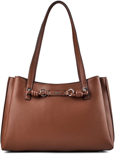 GUESS schoudertas Camelia 3 Compartment Tote Cognac bruine