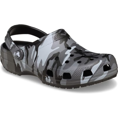 Crocs Classic Camouflage Clog Thermoplastische Heren Klompen In Zwart/Slate Grijs