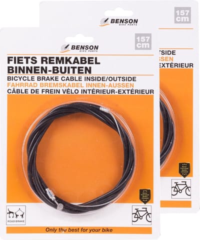 Benson fiets remkabel volledig - 2x - binnen/buiten kabel - 157 cm - zwart - universeel