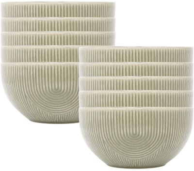 Secret de Gourmet Soepkommen Memphis - 10x - D14 cm - 600 ml - groen - keramiek - schaaltjes - kommetjes - stapelbaar