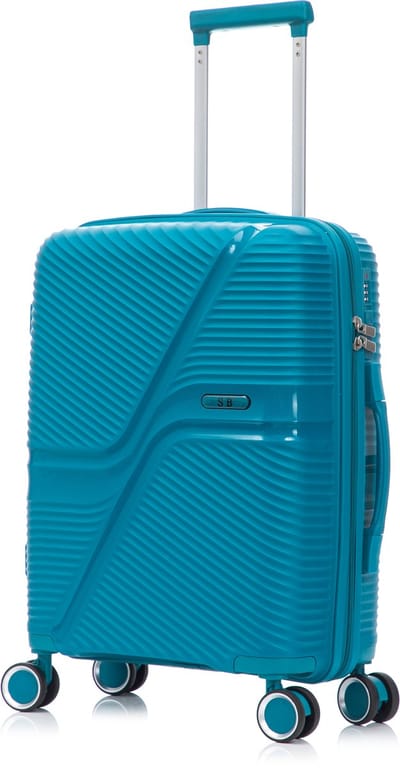SB Travelbags Handbagage koffer 55cm 4 dubbele wielen trolley - Turquoise
