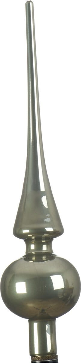 Decoris Kerstboom piek - mos groen - glas - glans - 26 cm - kerstpiek - kerstversiering