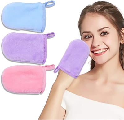 Dailygoods- Make-up Remover - 3 Stuks Microvezel Doekjes - Wasbare Handschoenen - Herbruikbaar - Niet Irriterend - Voor Gezichtsverzorging - Reinigingshandschoenen
