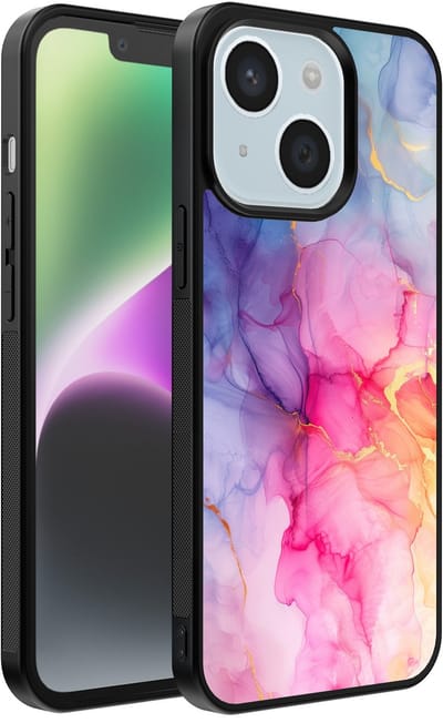 Smartphonica Telefoonhoesje geschikt voor iPhone 14 Plus met marmer opdruk - TPU backcover case marble design - Regenboog geschikt voor iPhone 14 Plus