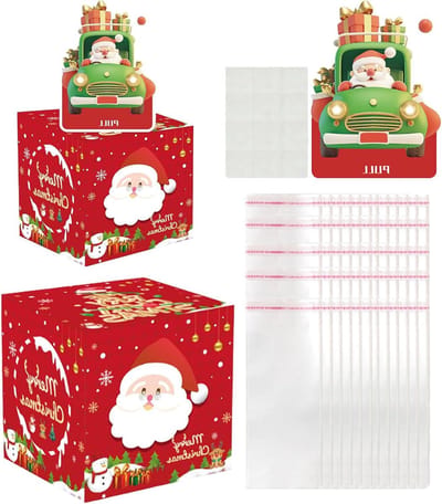 Spaarpot Geld Doos - Geldtrekker Cadeau - Feestelijke Decoratie - Interactief Mechanisme - 24 cm Lengte - Kerstprint
