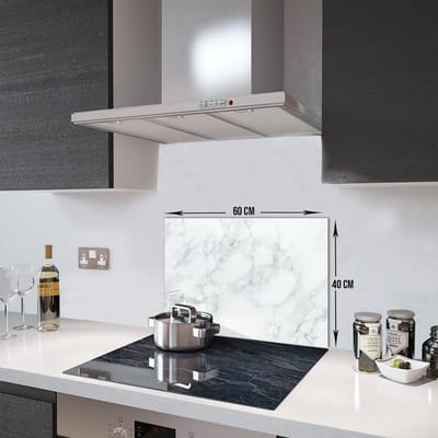 Klassiek Marmerlook Tempered Glas Spatbescherming Voor Achter de Kookplaat 40cm x 60cm