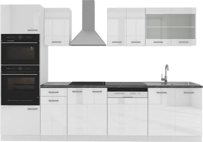 Vicco R-Line Complete keukeneenheid – 300 cm met hoge kast, WB Antraciet Wit hoogglans/wit