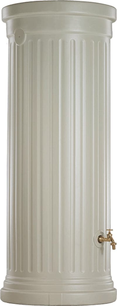Graf regenton Zuil 1000 L beige -met kraantje-met vulautomaat voor ronde regenpijp