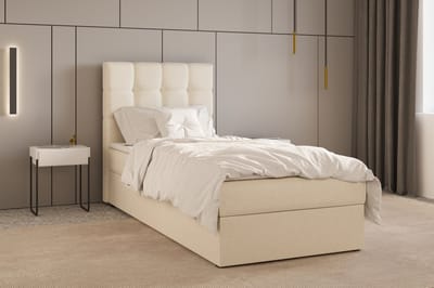 Boxspring Bed 05 - Luxe en Comfort - Inclusief Topmatras - Verkrijgbaar in Meerdere Maten - Boxspringbed 05 (Beige - Hugo 01, 90x200 cm)