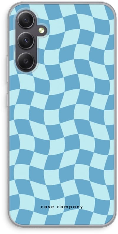 Case Company® - Hoesje geschikt voor Samsung Galaxy A34 hoesje - Grid Blauw - Soft Cover Telefoonhoesje - Bescherming aan alle Kanten en Schermrand