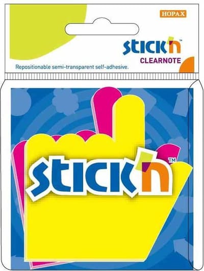 Stick'n Clear Note - Doorzichtige Note - Hand Note - 76x76mm - Geel/Magenta - 2x30 Tabs