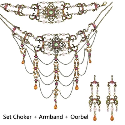 Behave - Set choker armband oorbellen - Gala vintage stijl