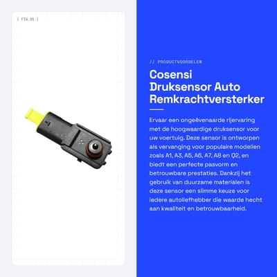 Dailygoods- Druksensor Perfecte Pasvorm - Vervanging voor A1/A3/A5/A6/A7/A8/Q2 - Vervanging voor Caddy/Crafter - ABS + Metaal - Onderdeelnummer 5Q0 906 207 - Drukregelaar