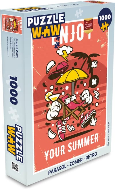 Puzzel Parasol - Zomer - Retro - Legpuzzel - Puzzel 1000 stukjes volwassenen