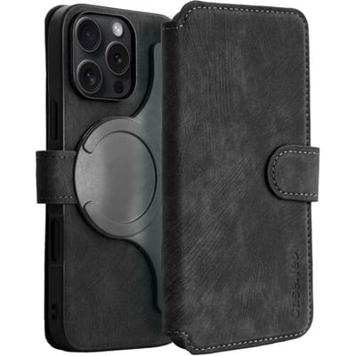 Coverzs 2 in 1 magnetische case geschikt voor de Apple iPhone 16 Pro Max hoesje - afneembare bookcase met ruimte voor pasjes / briefgeld - telefoonhoesje geschikt voor magnetische accessoires (zwart)