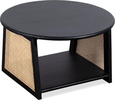 Lewis & Loft Salontafel Lene – Rond – Rotan – FSC®-gecertificeerd mangohout – Zwart