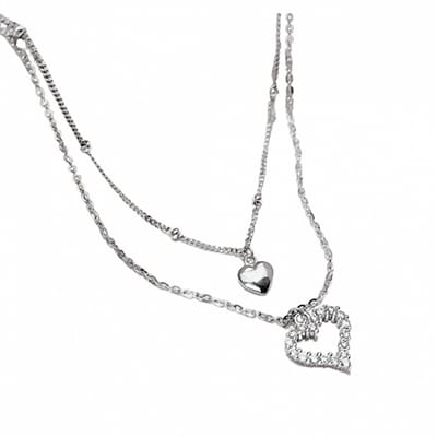 Zilverplated enkelkettinkje met strass hartje - Charme Bijoux