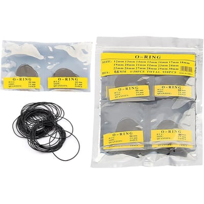 950 stuks zak O-ring Horloge Achterdeksel Onderkant Waterdichte Ring Horloge Reparatiegereedschap(0,6 mm ) yellow
