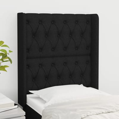 vidaXL - Hoofdbord - met - randen - 83x16x118/128 - cm - stof - zwart