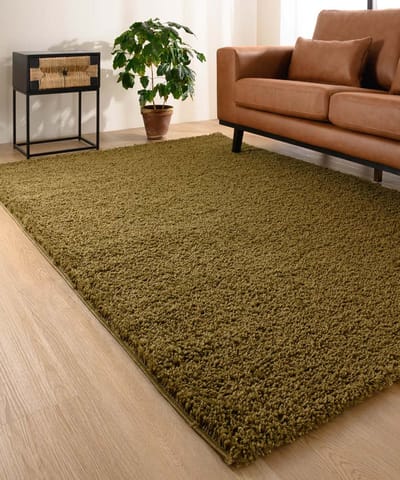 Hoogpolig vloerkleed - Shaggy Trend olijfgroen 60x110