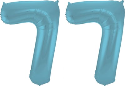 Folieballon 77 jaar metallic pastel blauw mat 86cm