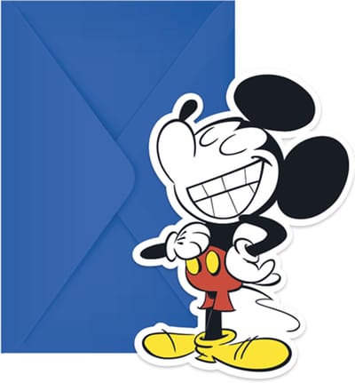 Vegaoo - 6 verjaardagsuitnodigingen Mickey Mouse retro