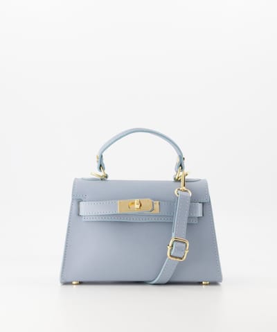 Teatro handtas - Grace - Palmellato - Beige - Licht blauw - Echt leer - Goudkleurig