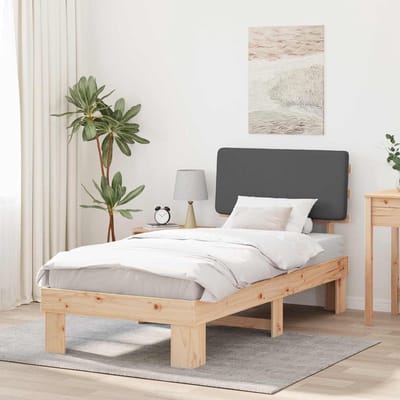 Modern bedframe - Houten bed - Slaapcomfort verbeteren - Wasbare hoofdbordhoes - 100 x 200 cm - Donkergrijs