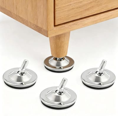 Verstelbare metalen meubelpootjes voor kasten, tafels en bureaus - 4 stuks, M8 x 17mm, zilver, geschikt voor diverse meubels