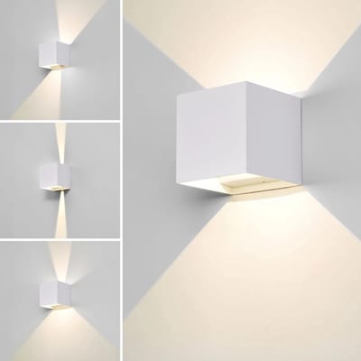 Buitenwandlamp met bewegingssensor, wit, 12W, geschikt voor binnen/buiten, LED-wandlamp, warm wit licht, waterdicht, verstelbaar, geschikt voor tuinen en gangen.