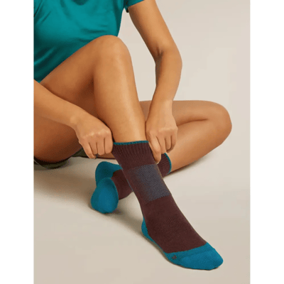 Icebreaker Merino Hike+ Medium Crew Sokken Dames (Maat - S, Kleur - Java/Tidal Teal)