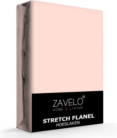 Zavelo Deluxe Stretch Flanel Hoeslaken Poederroze - 1-persoons (90 x 200 cm) - Heerlijk Warm en Zacht - Perfecte Pasvorm - Hoogwaardige Kwaliteit