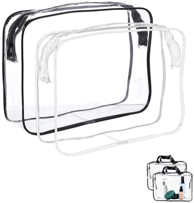 Dailygoody - Cosmeticatas Transparant - Make-uptas - Vliegtuig Handbagage - Wit/Zwart - Waterdicht - 1 liter zak - Dames